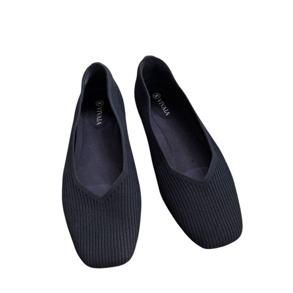 VIVAIA Black Margot 2.0 Square Toe Flat sz 39 - Picture 1 of 5